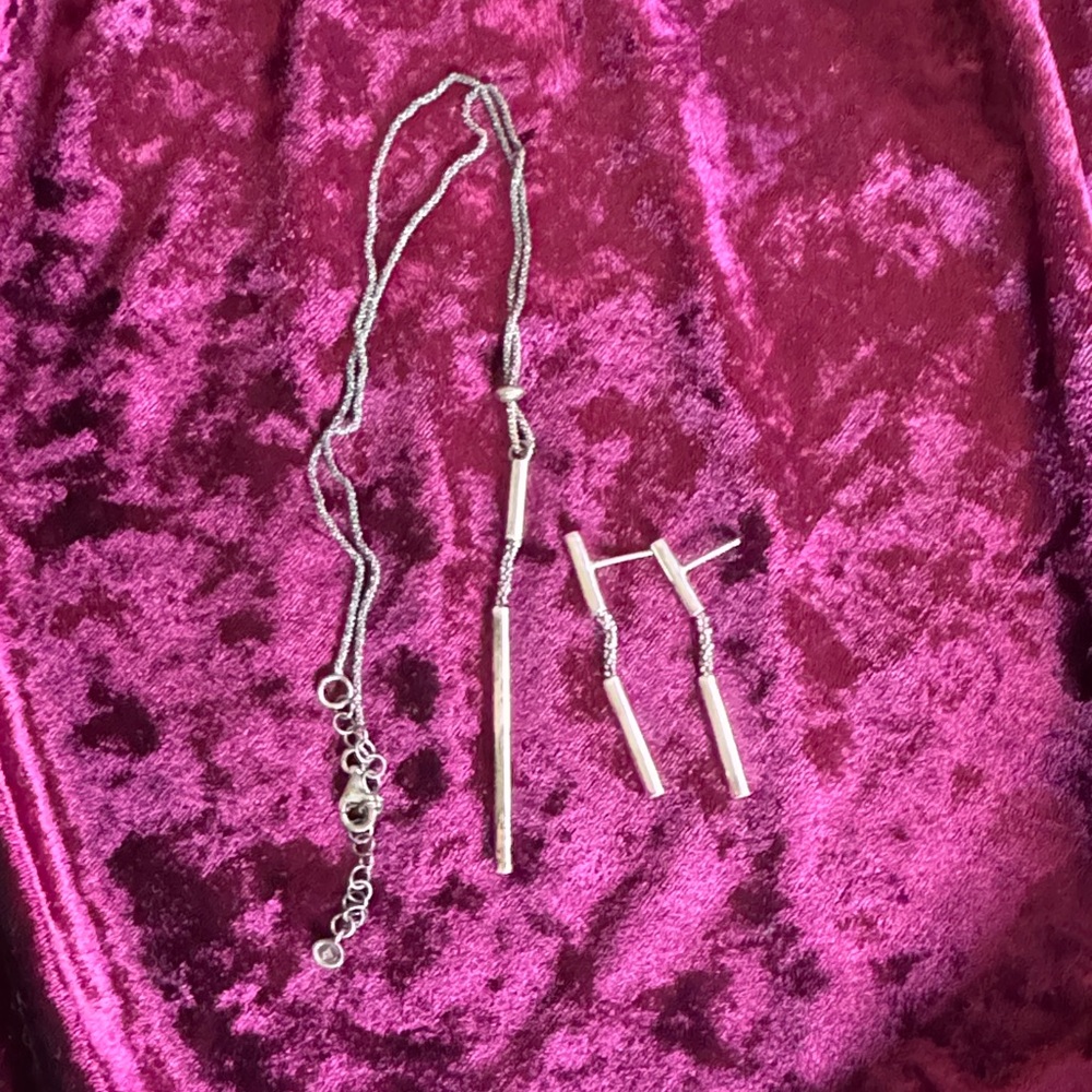 Silpada Silver Bar Drop Necklace & Earring Set - Picture 2 of 9